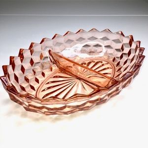 Vintage Pink Oval Divided Vegetable Bowl Whitehall by Colony